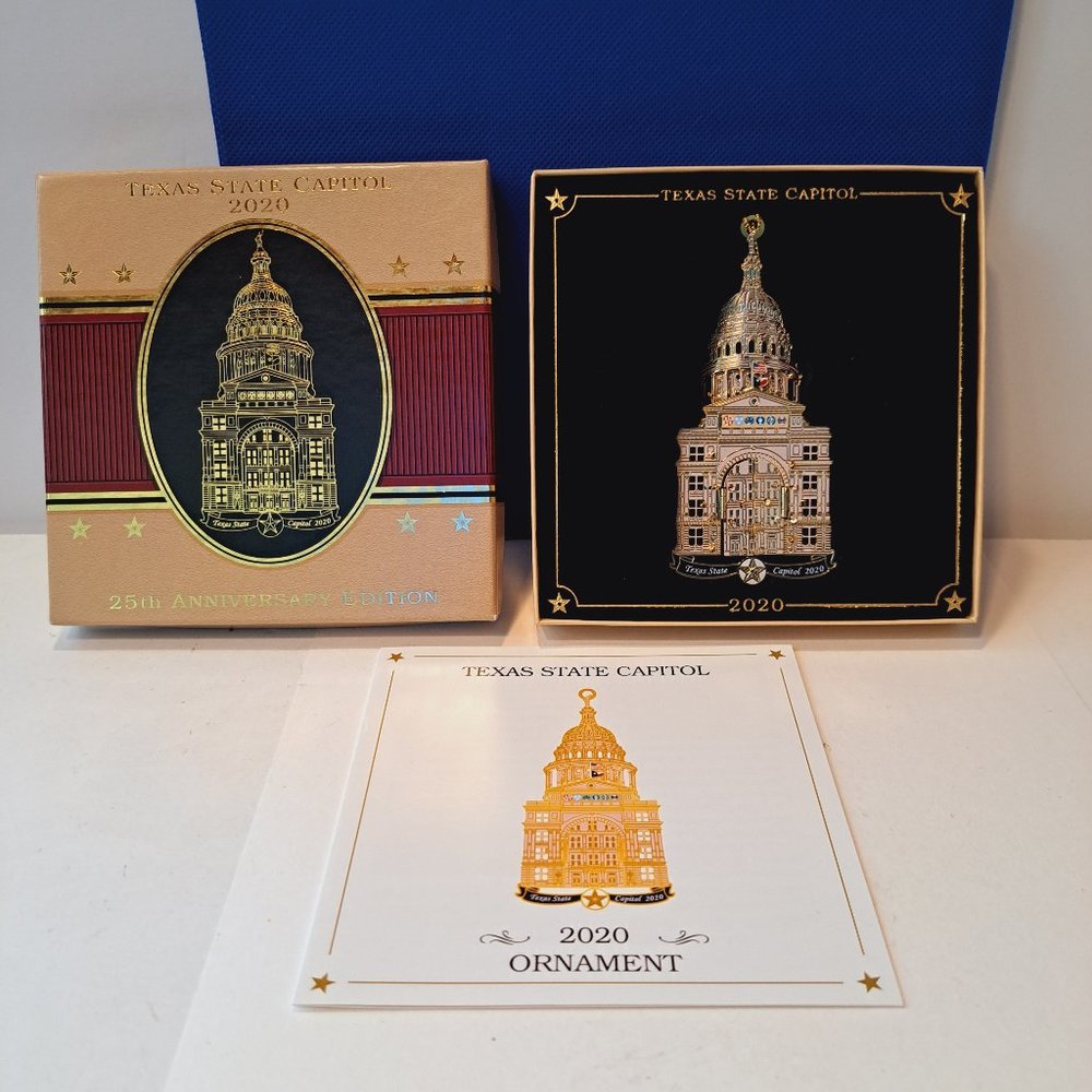 Texas State Capitol Ornament 2020 25th Anniversary Ed Christmas Collectible Box